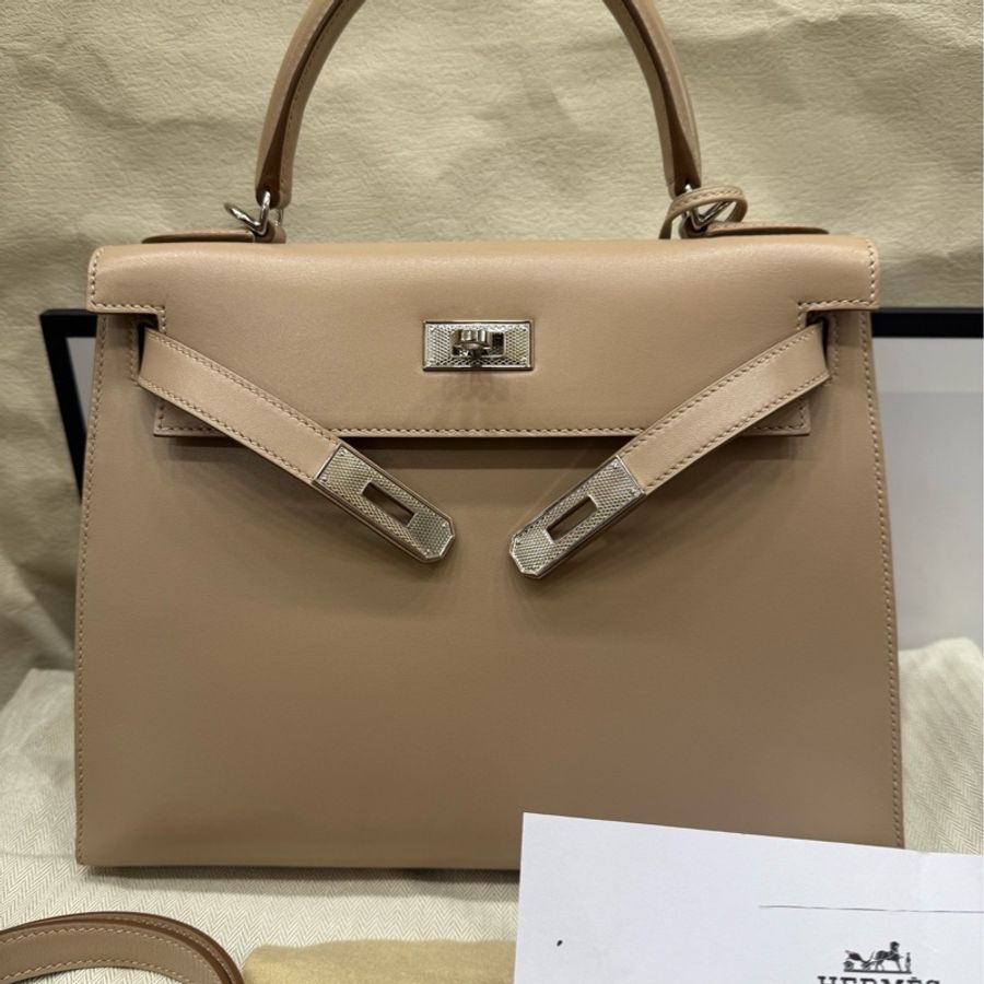 Hermes kelly28 菠萝扣 1f钻石灰 全套 t刻 闲置-1