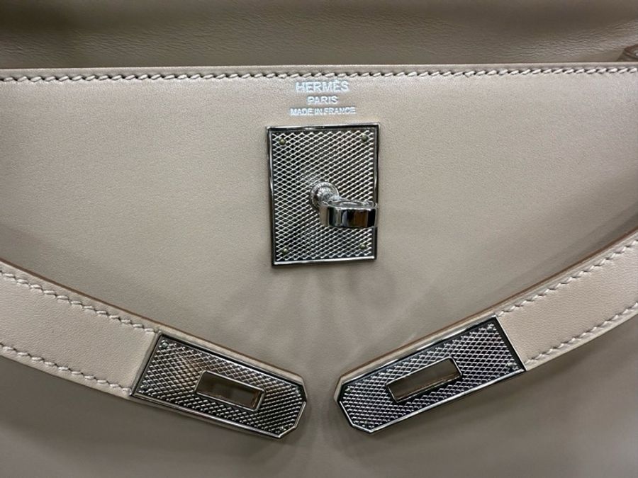 Hermes kelly28 菠萝扣 1f钻石灰 全套 t刻 闲置-11
