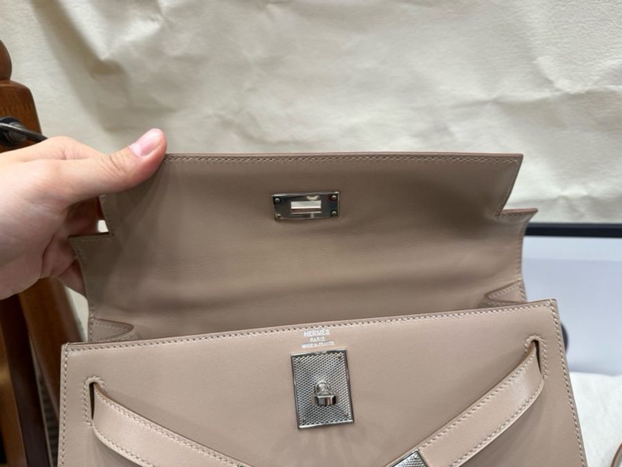 Hermes kelly28 菠萝扣 1f钻石灰 全套 t刻 闲置-13