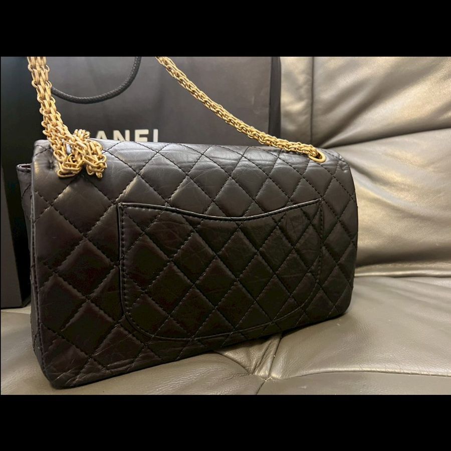 歡迎砍價CHANEL 香奈兒2.55 口蓋包 晶片款 大號28cm 黑金扣-3
