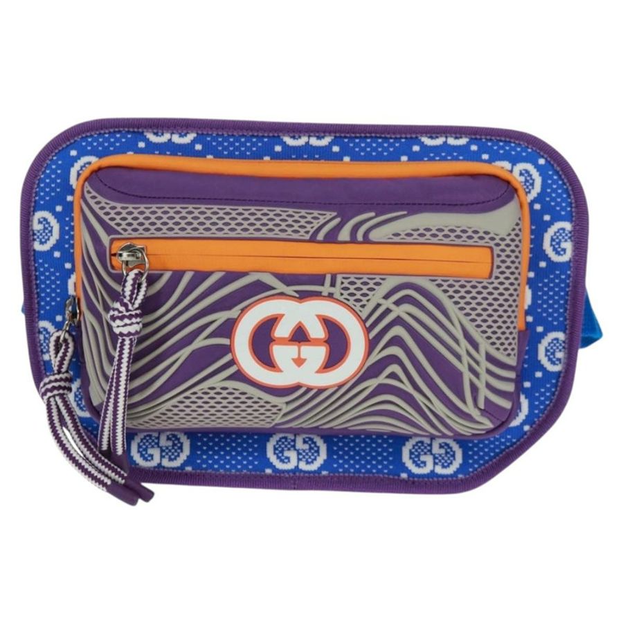 【日本直送】GUCCI 互扣式 G 腰包 尼龍紫銀色 752102 正品 BA9874V-12