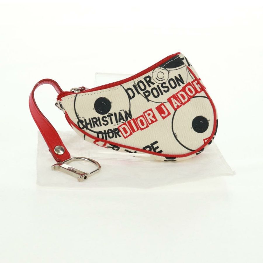 【日本直送】Christian Dior Hardcore 馬鞍形手拿包帆佈白色銀色正品 168201V-11