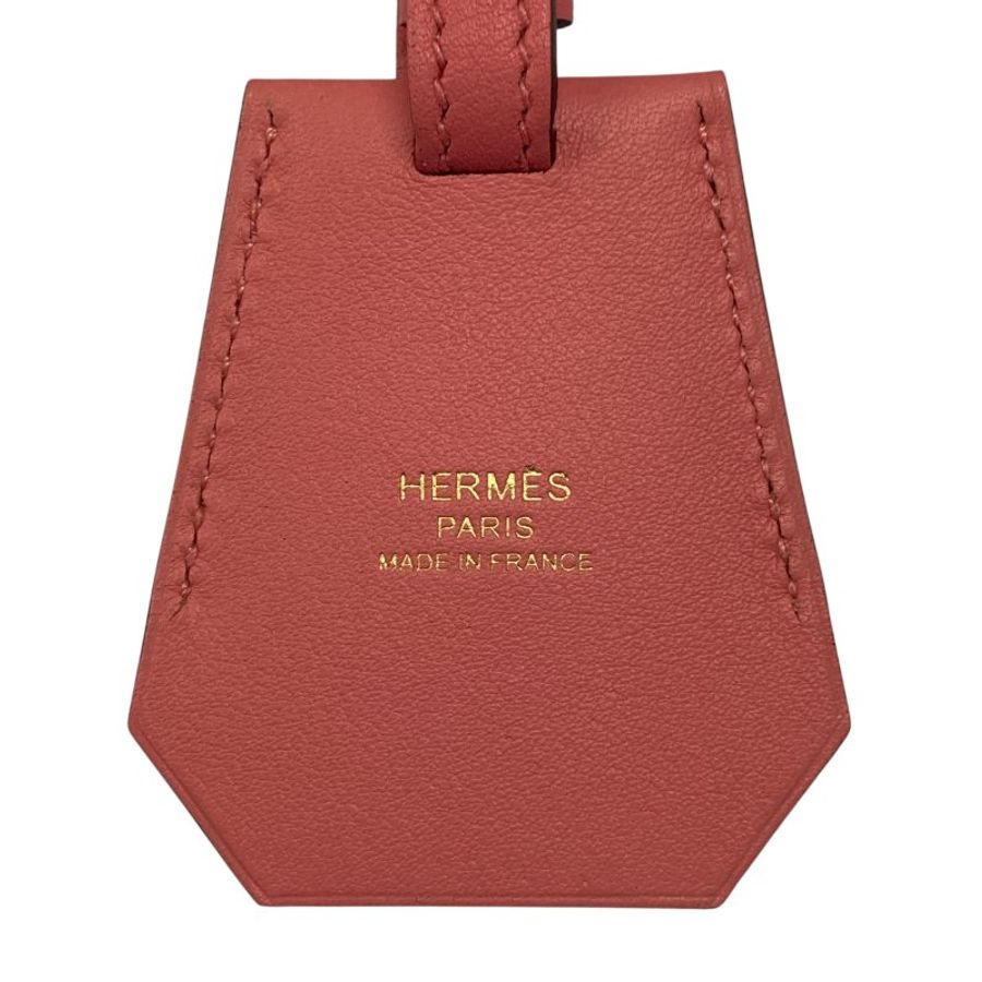 HERMES 愛馬仕 Clochette 皮革 吊牌 粉紅色 金釦-1