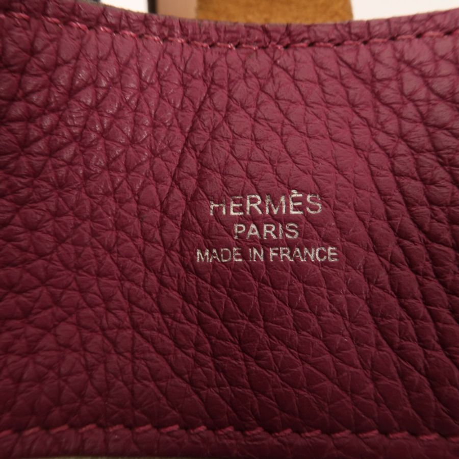 HERMES Clemence皮革Marwar GM銀扣肩背袋Tosca-9