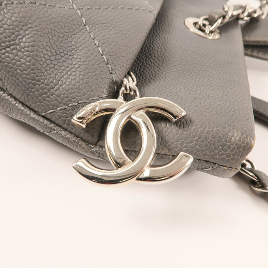 CHANEL 牛皮皮革Shoulder Bag銀扣手挽肩背兩用袋-11
