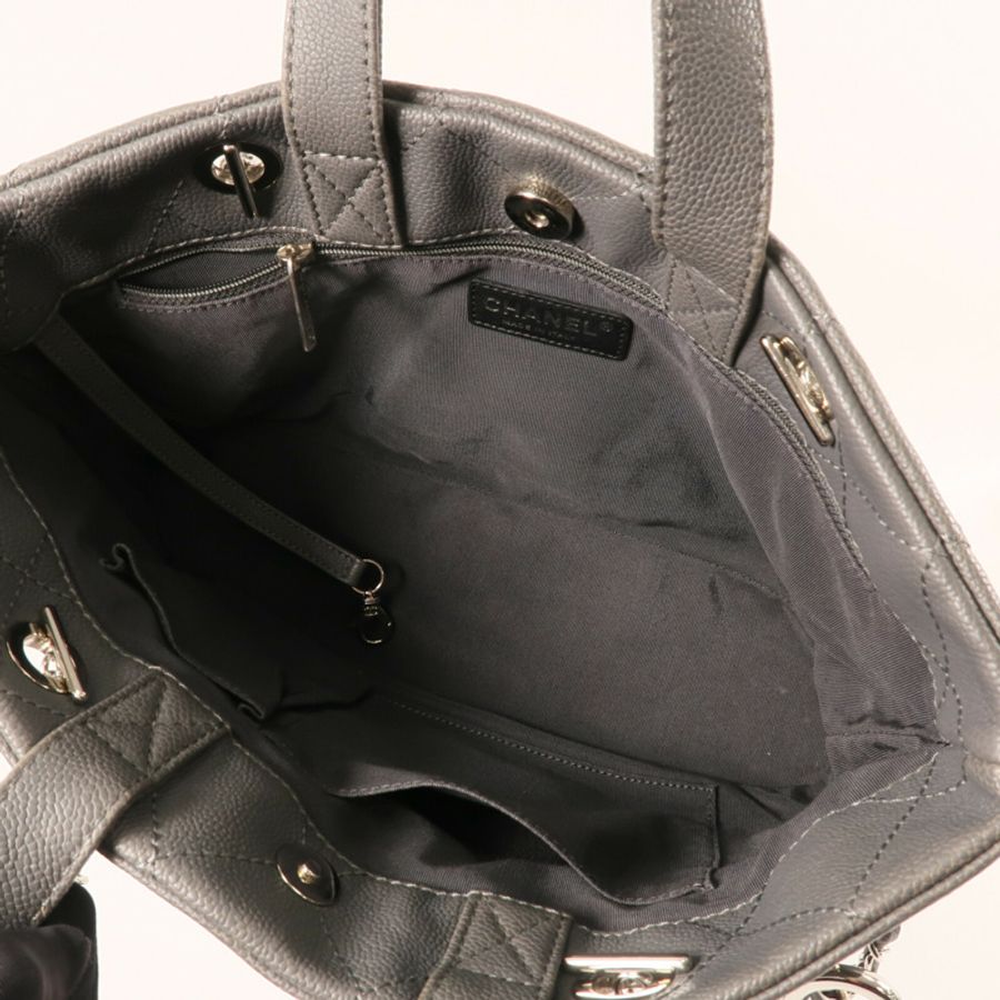 CHANEL 牛皮皮革Shoulder Bag銀扣手挽肩背兩用袋-13