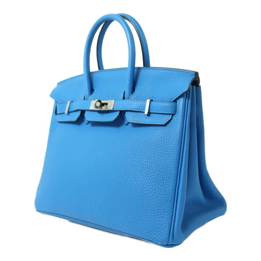 HERMES Togo皮革Birkin 25銀扣手挽袋Blue Zanziar-2
