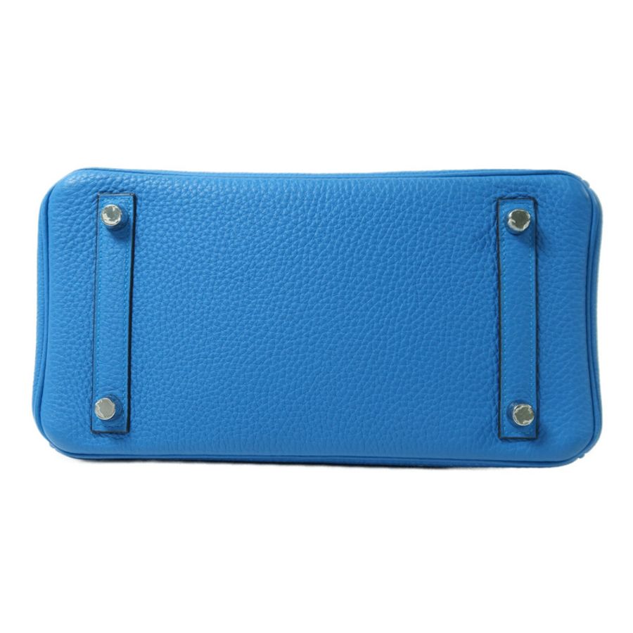 HERMES Togo皮革Birkin 25銀扣手挽袋Blue Zanziar-3