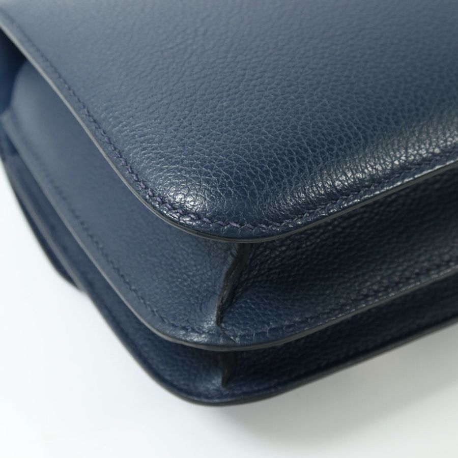 HERMES Evercolor皮革Constance Mini銀扣肩背袋Bleu de Malte-10