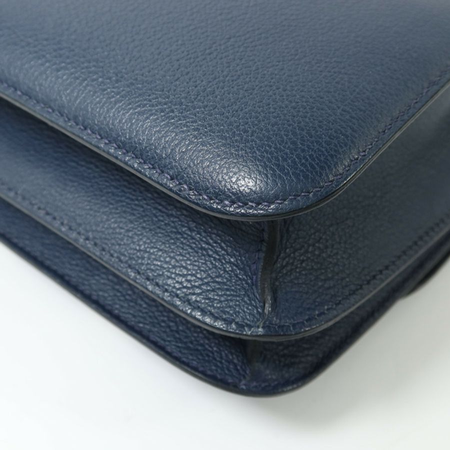 HERMES Evercolor皮革Constance Mini銀扣肩背袋Bleu de Malte-11