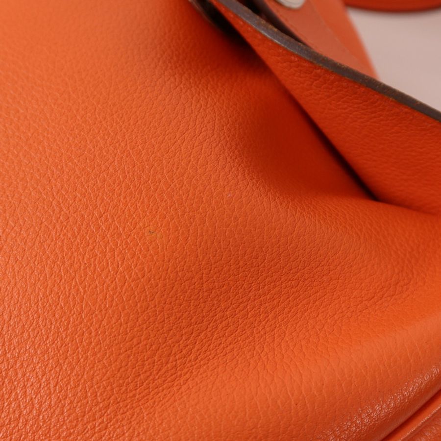 HERMES Evercolor皮革Lindy 26銀扣手挽肩背兩用袋Orange Poppy-13