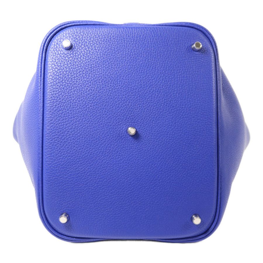 HERMES Clemence皮革Picotin GM銀扣手挽袋Bleu Electrique-3
