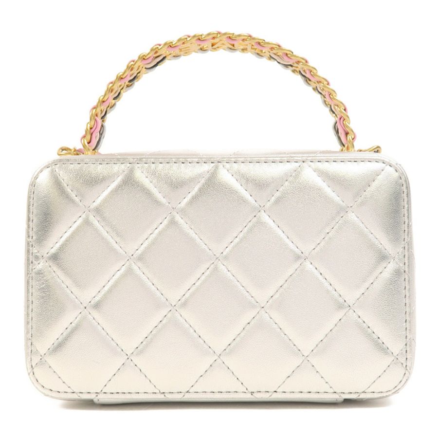 CHANEL 牛皮皮革Vanity Case金扣鏈帶手挽肩背兩用袋-1