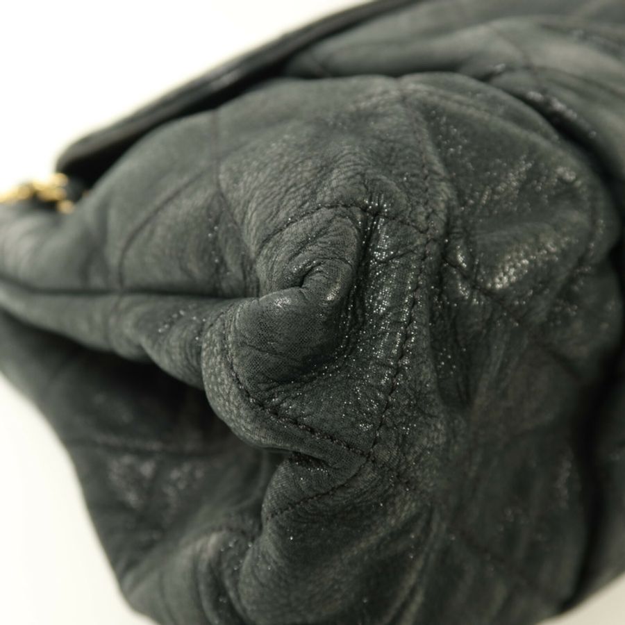 CHANEL 牛皮皮革Chain Shoulder金扣鏈帶肩背袋-11