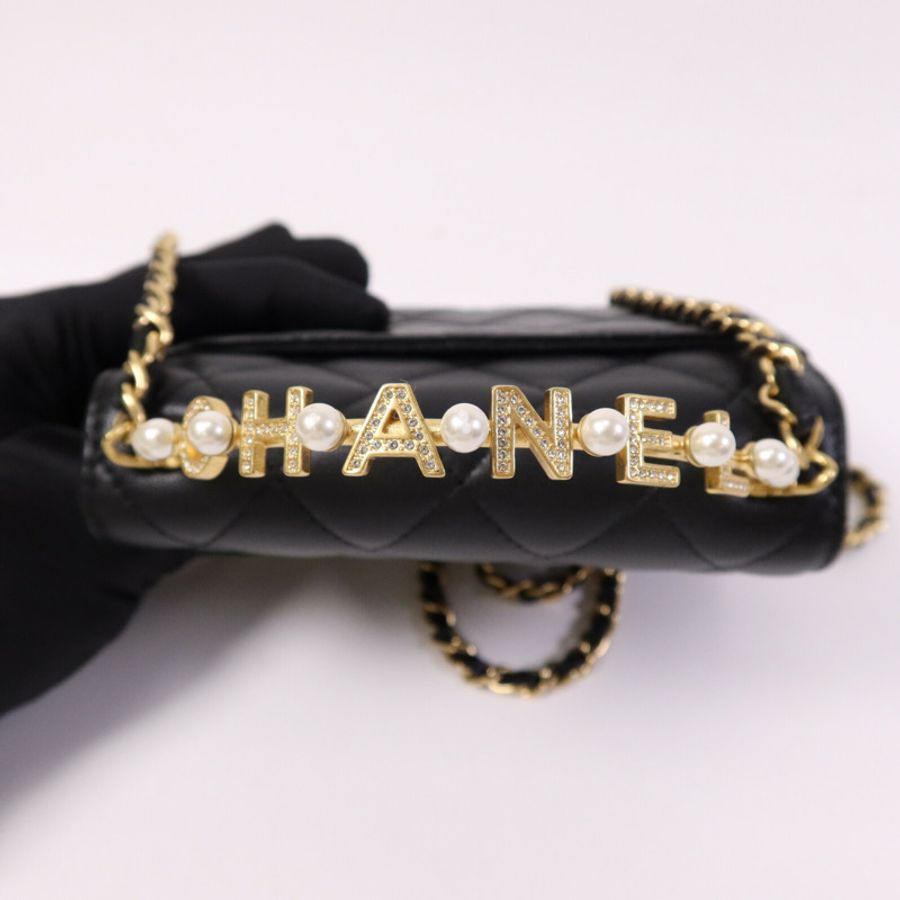 CHANEL 羊皮皮革Mini Flap Bag With Top Handle金扣手挽肩背兩用袋-14