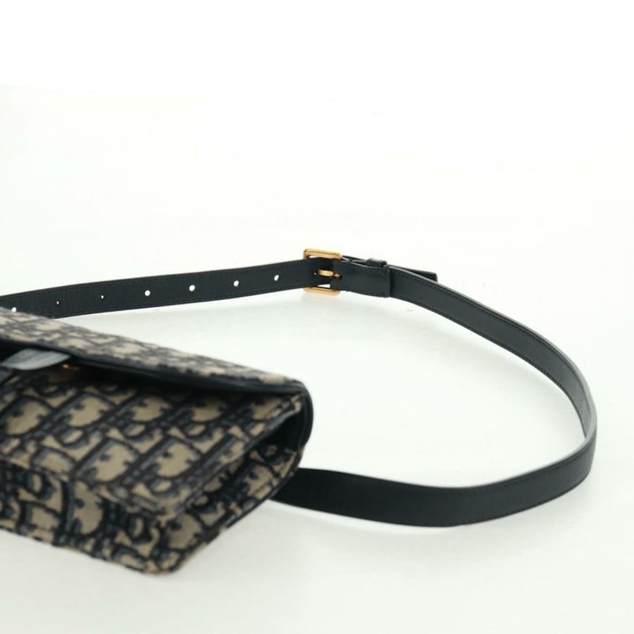 【日本直送】Christian Dior Trotter帆布馬鞍斜背包 海軍藍 金色 正品 165390V-13