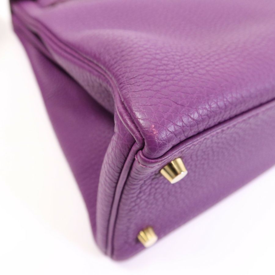 HERMES Togo皮革Kelly 28金扣手挽肩背兩用袋Anemone-12