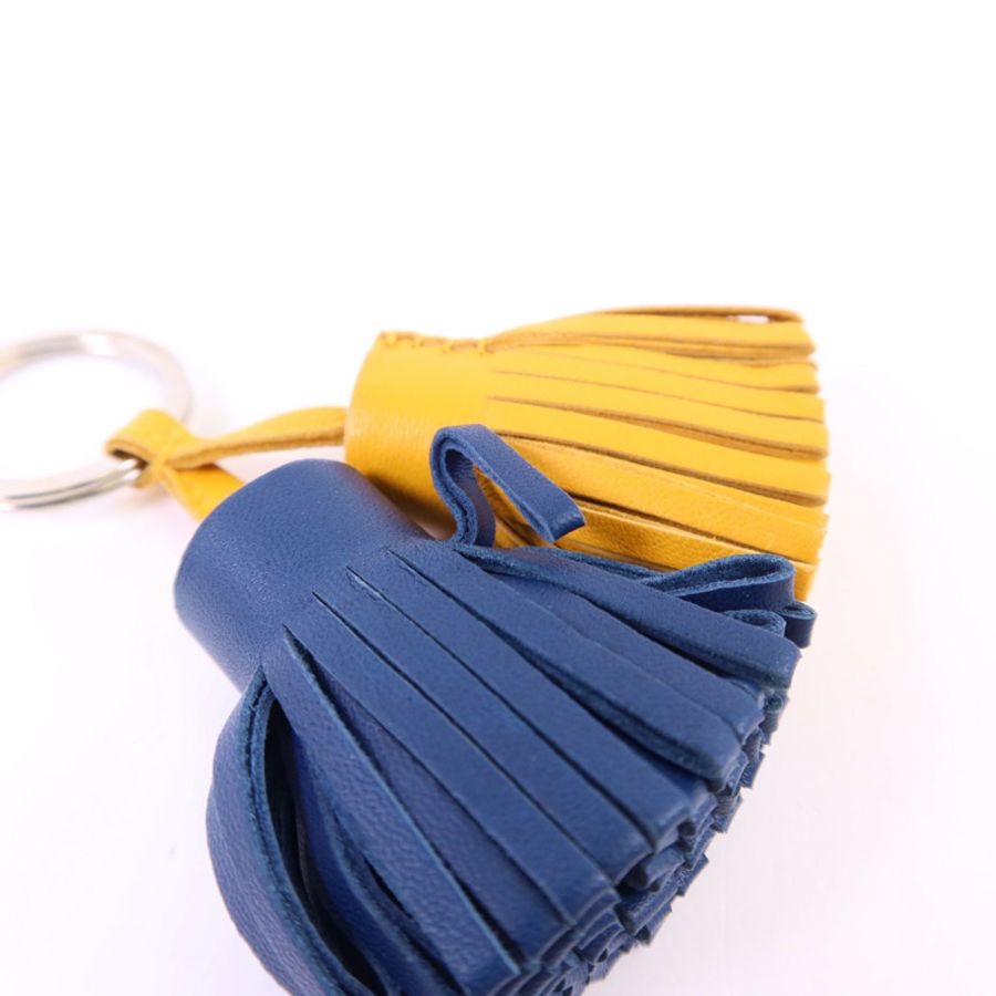 HERMES Milo皮革Carmen Duo Key Ring銀扣鎖匙扣-10