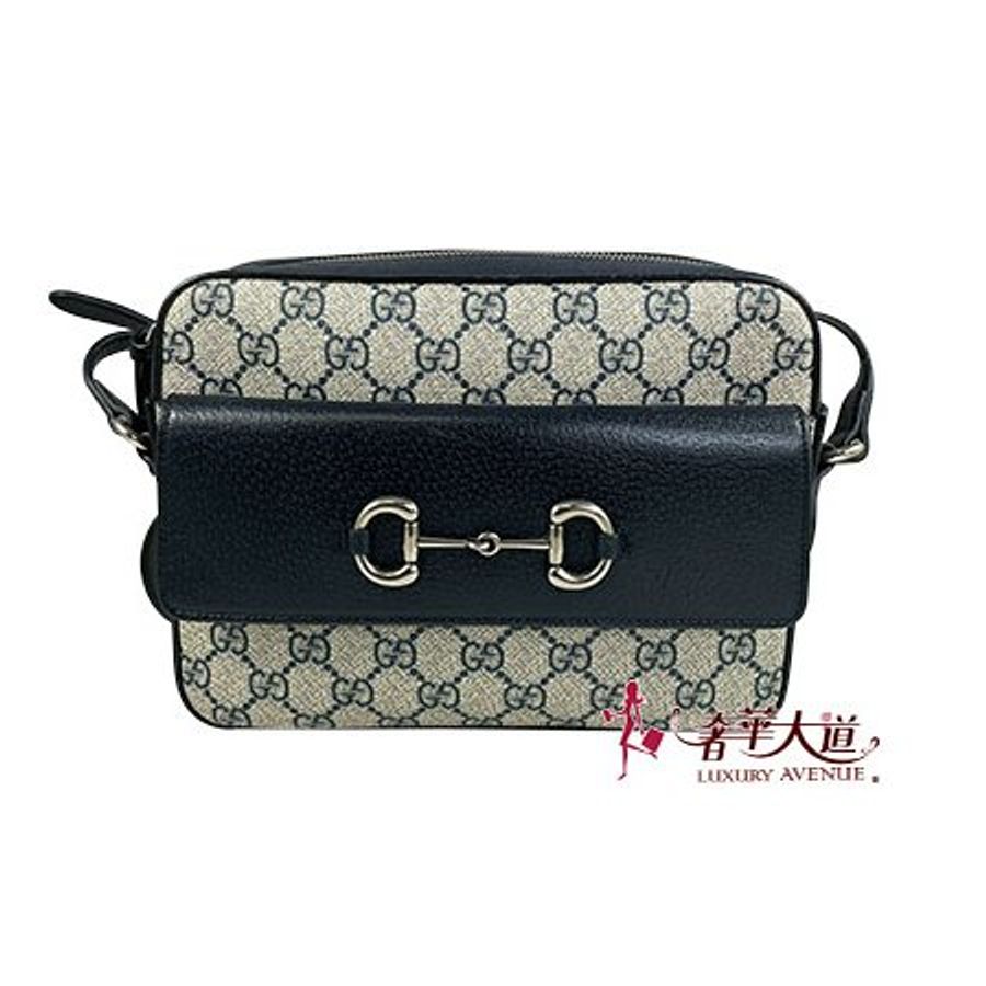 ＊奢華大道國際精品＊【G1815】GUCCI深藍色牛皮/PVC 1955馬銜鐵相機包 645454-0