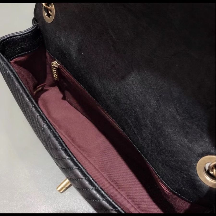 經典奢華👜 Chanel香奈兒黑金中號v紋cf鏈條單肩斜挎包-10