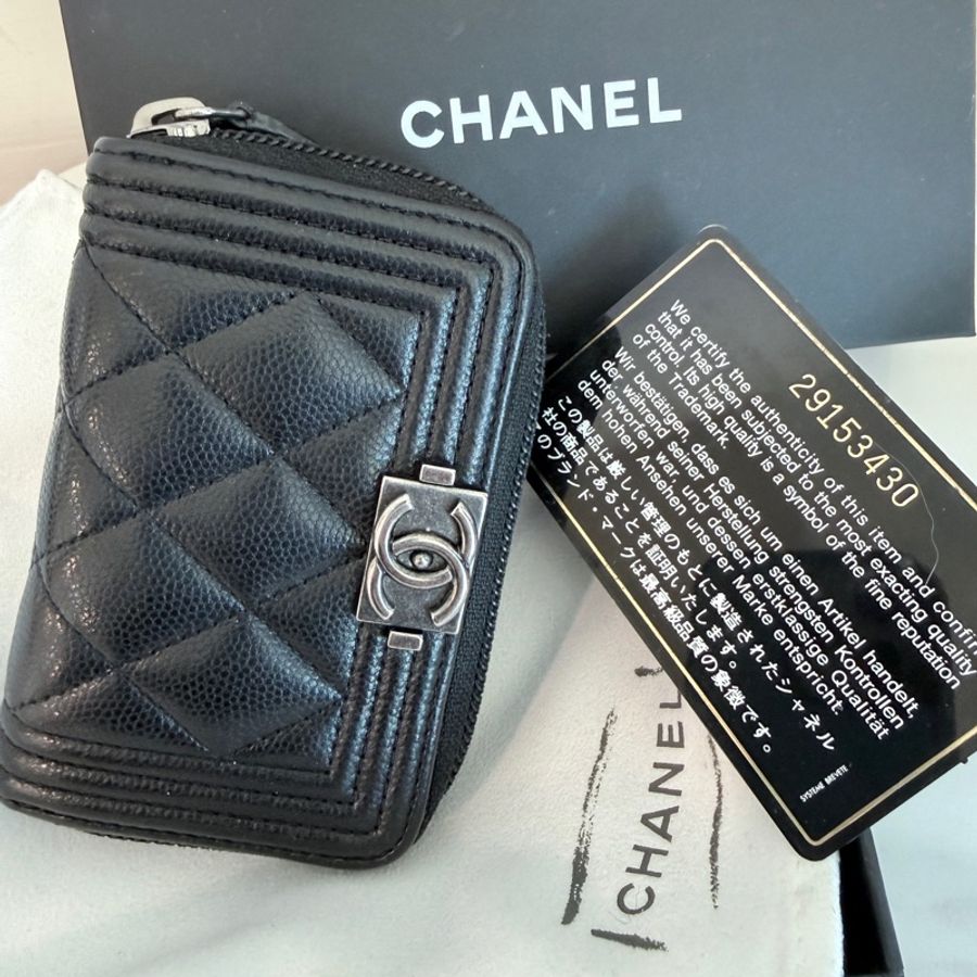 Chanel✨Boy 荔枝紋卡包零錢包-6