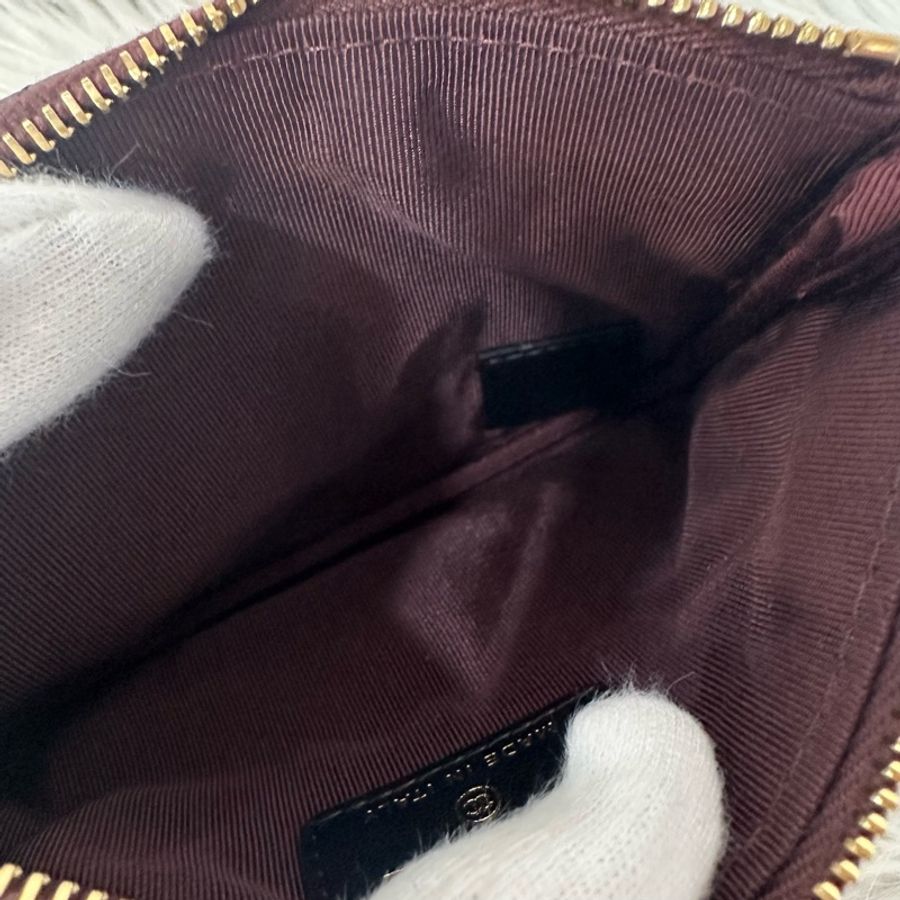 Chanel 黑皮復古金釦2.55一字零錢包-15
