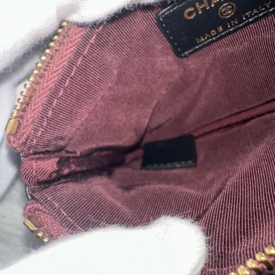 Chanel 黑皮復古金釦2.55一字零錢包-20