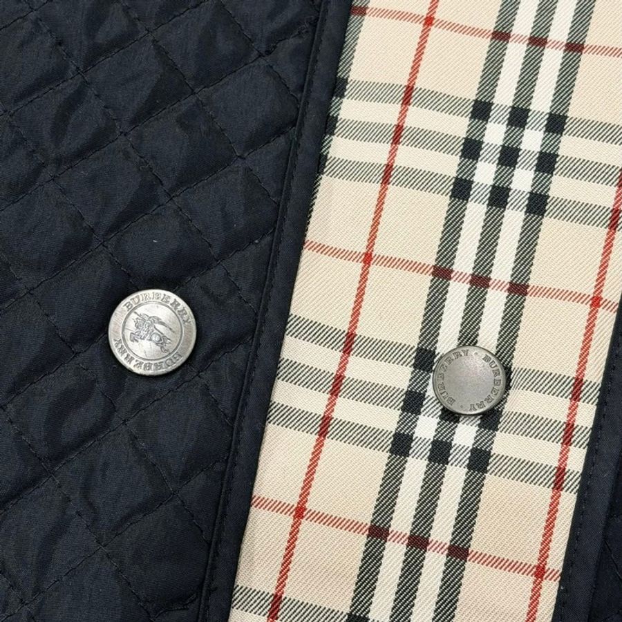 BURBERRY 倫敦 縫衍菱格紋長版外套黑色-6