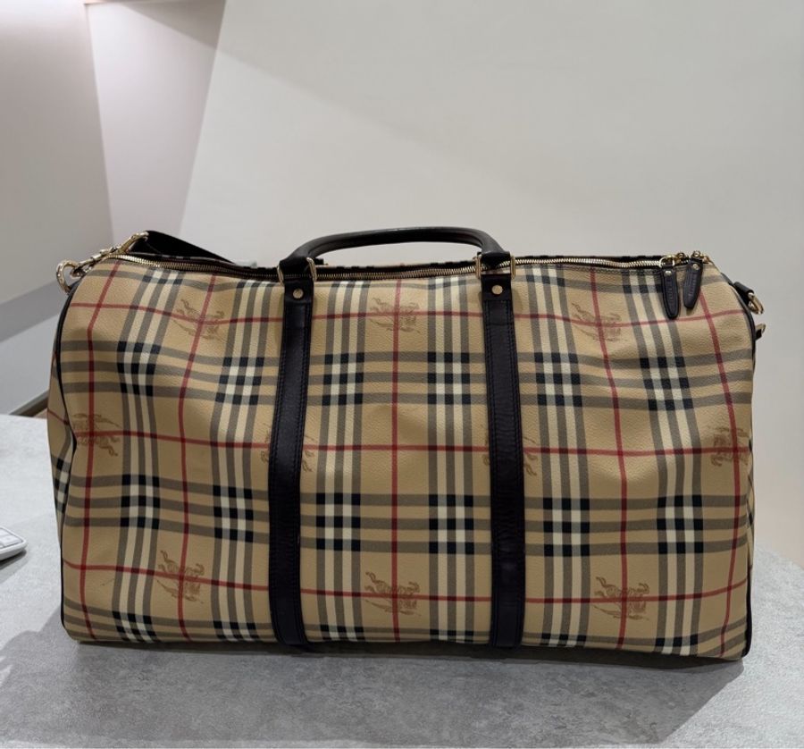BURBERRY 經典格紋 登機袋 旅行袋 行李袋 斜背包 肩背包 側背包-4
