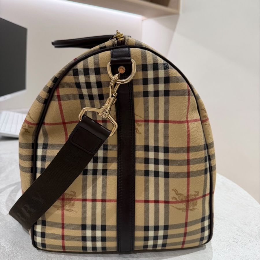 BURBERRY 經典格紋 登機袋 旅行袋 行李袋 斜背包 肩背包 側背包-12