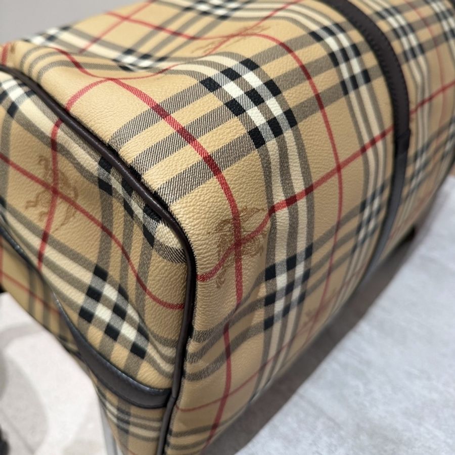 BURBERRY 經典格紋 登機袋 旅行袋 行李袋 斜背包 肩背包 側背包-14