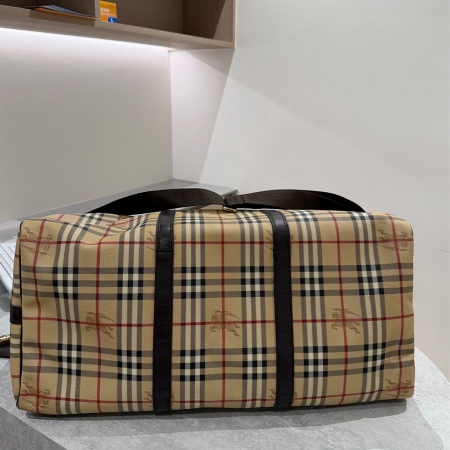 BURBERRY 經典格紋 登機袋 旅行袋 行李袋 斜背包 肩背包 側背包-16