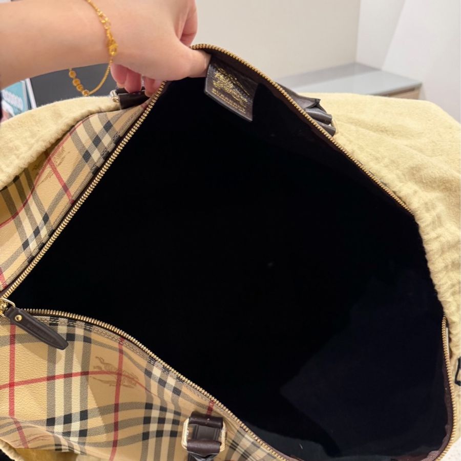 BURBERRY 經典格紋 登機袋 旅行袋 行李袋 斜背包 肩背包 側背包-18