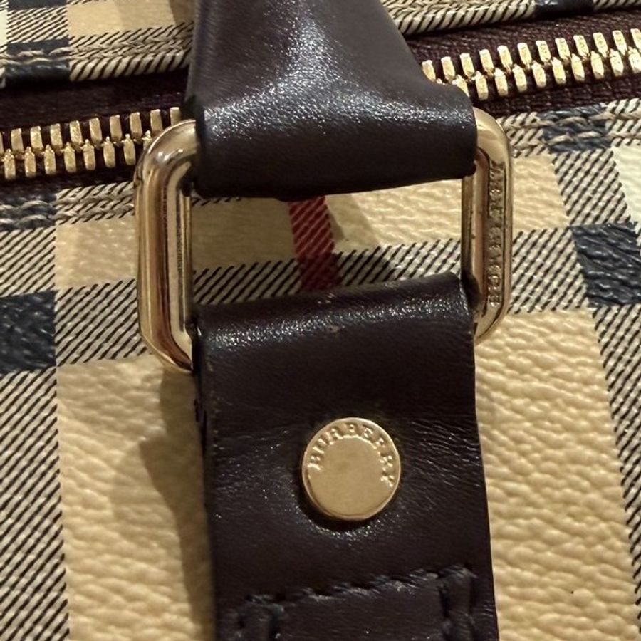BURBERRY 經典格紋 登機袋 旅行袋 行李袋 斜背包 肩背包 側背包-23