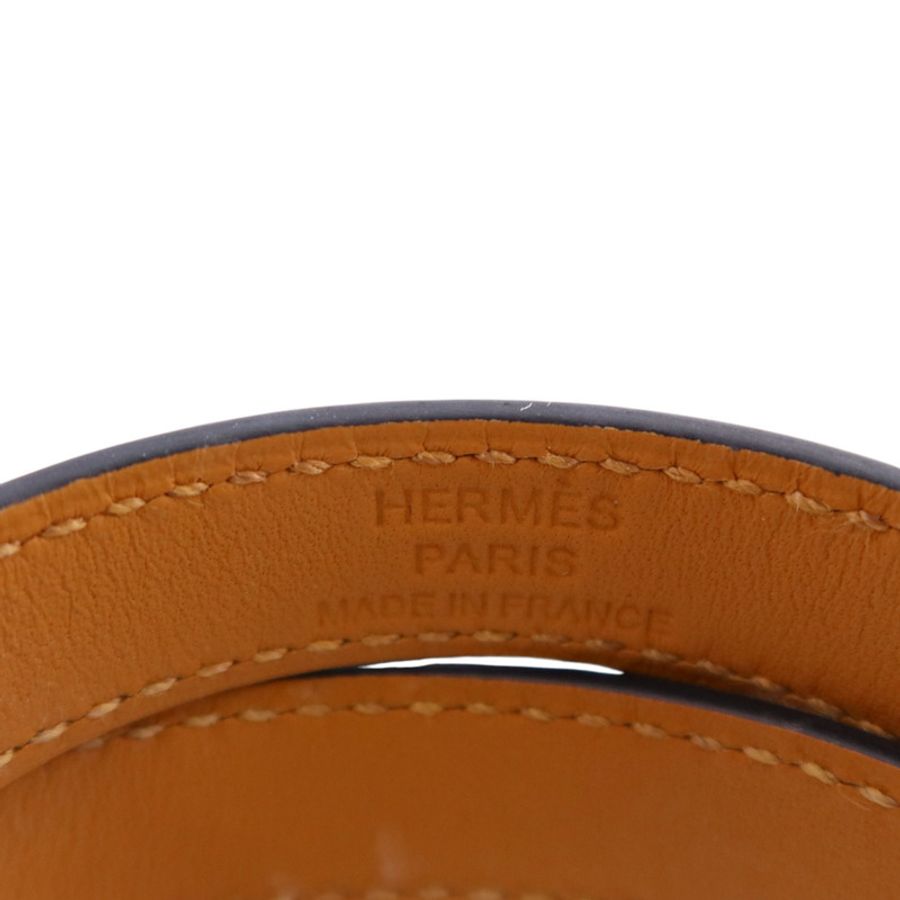 HERMES Swift皮革/金屬Kelly Double Bracelet T1金扣手鏈-7