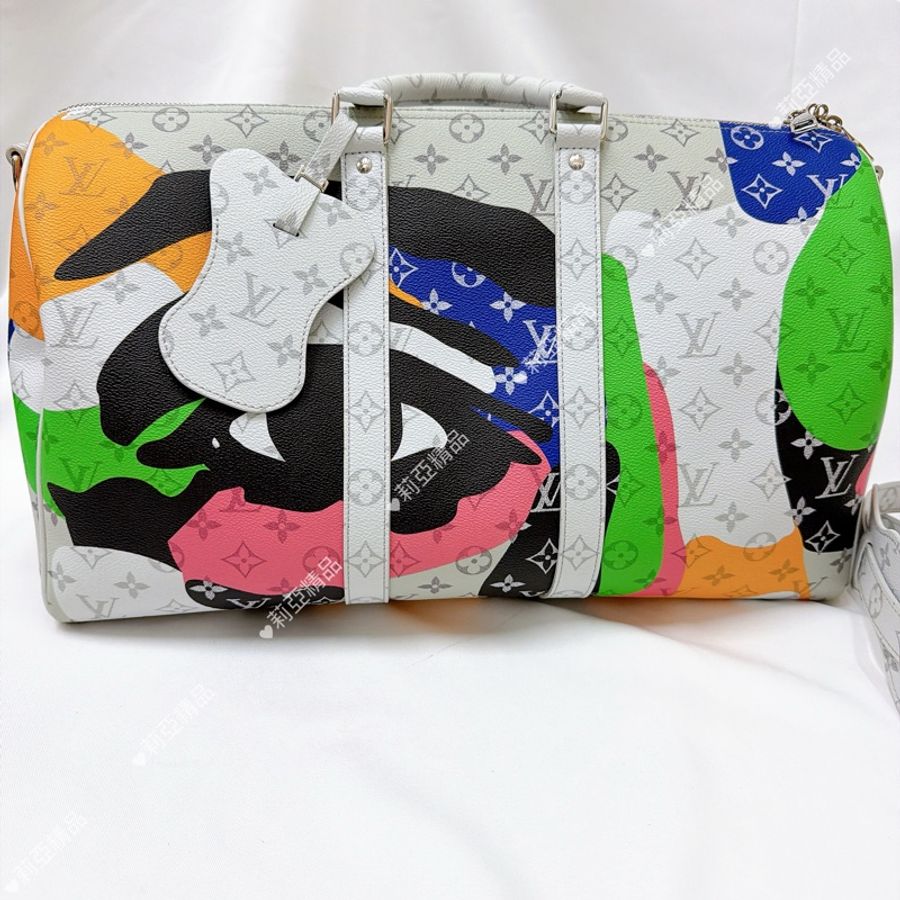 莉亞精品♡ LV 白花眼睛系列旅行袋 45cm 近新美包-2