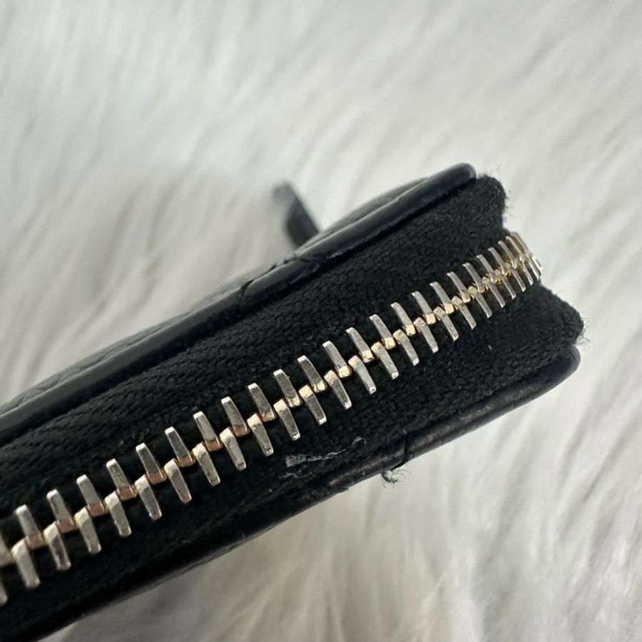 Chanel A69271 黑荔枝皮金釦拉鍊卡包 零錢包-8