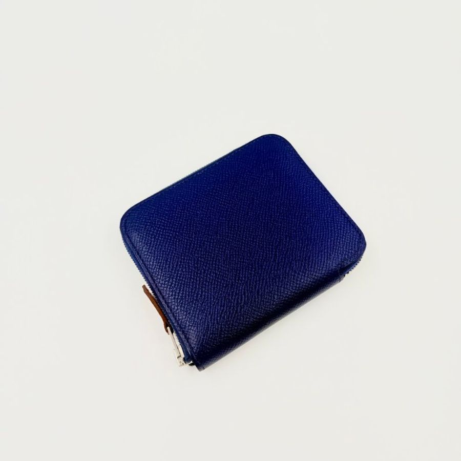 HERMES - 76靛藍色EPSOM Silk'in 短夾-4