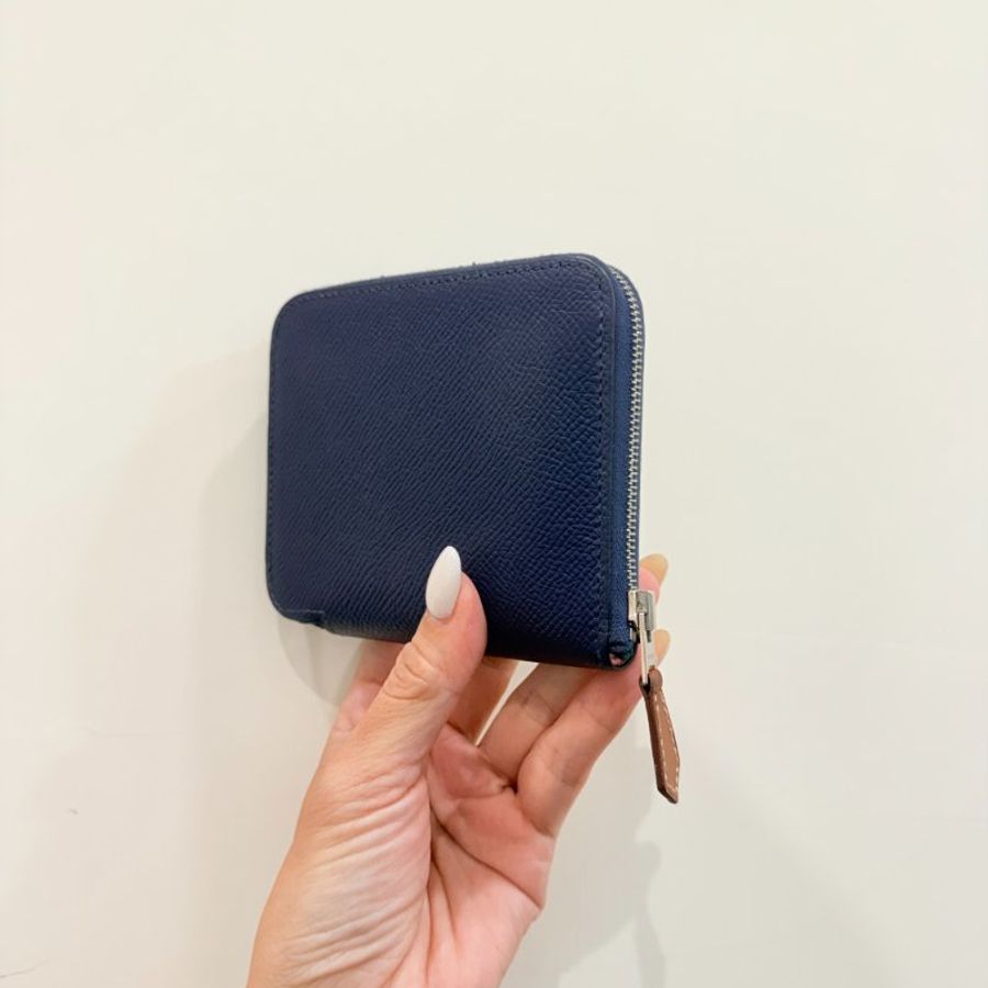 HERMES - 76靛藍色EPSOM Silk'in 短夾-2