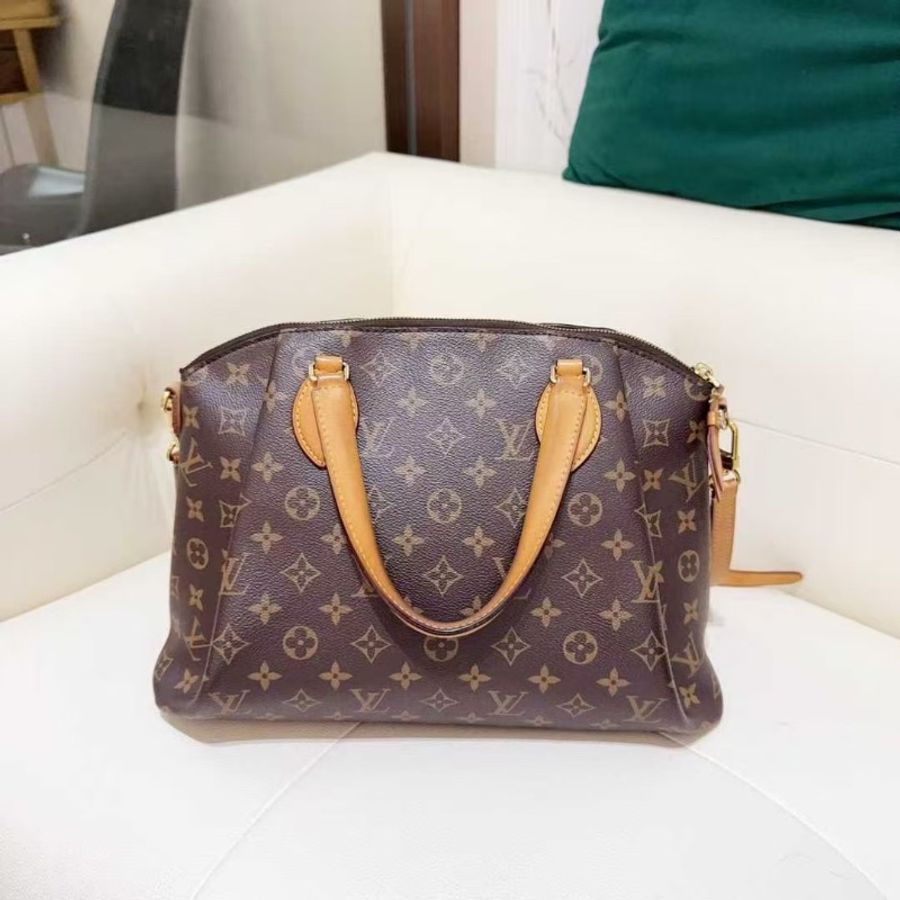 LV Rivoli MM 老花印花帆布拼皮 餃子包 肩背斜背手提包中號36*19*24 98新配件塵袋-5