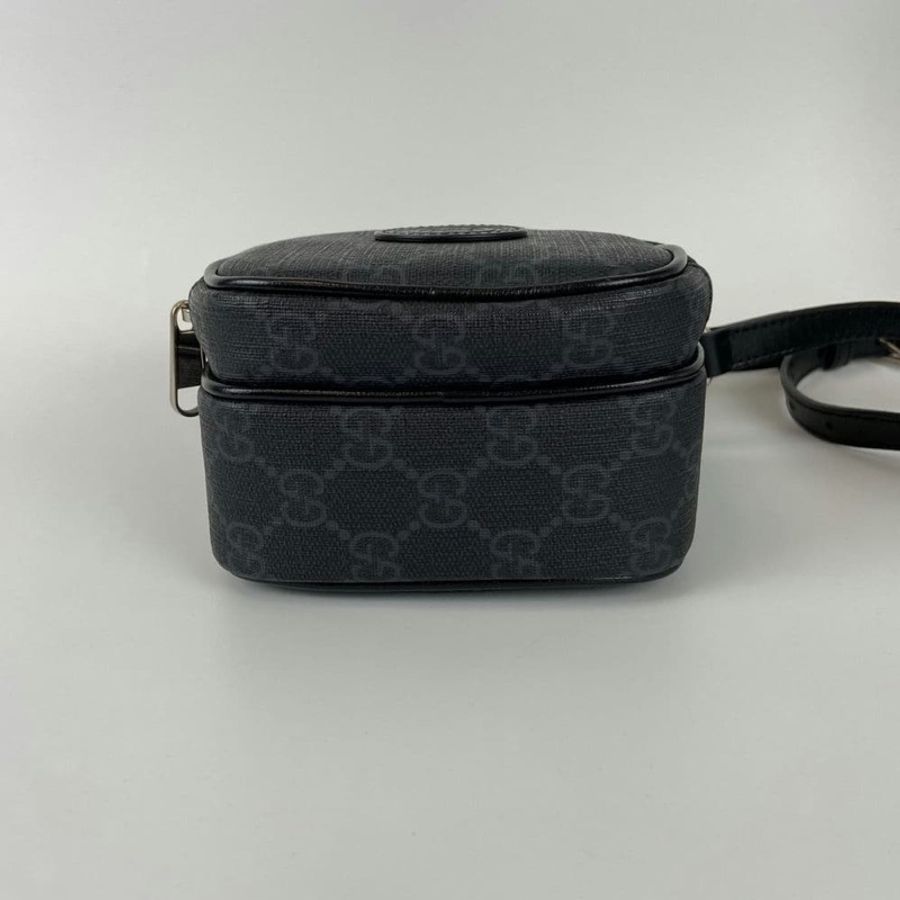 GUCCI 672952 Interlocking G 皮標LOGO老花款兩用斜背包.黑-7
