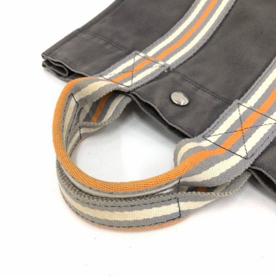 真品 愛馬仕 Hermès 托特包 Foul Tou PM 灰色帶橘白條紋 日本東京銀座限定-2