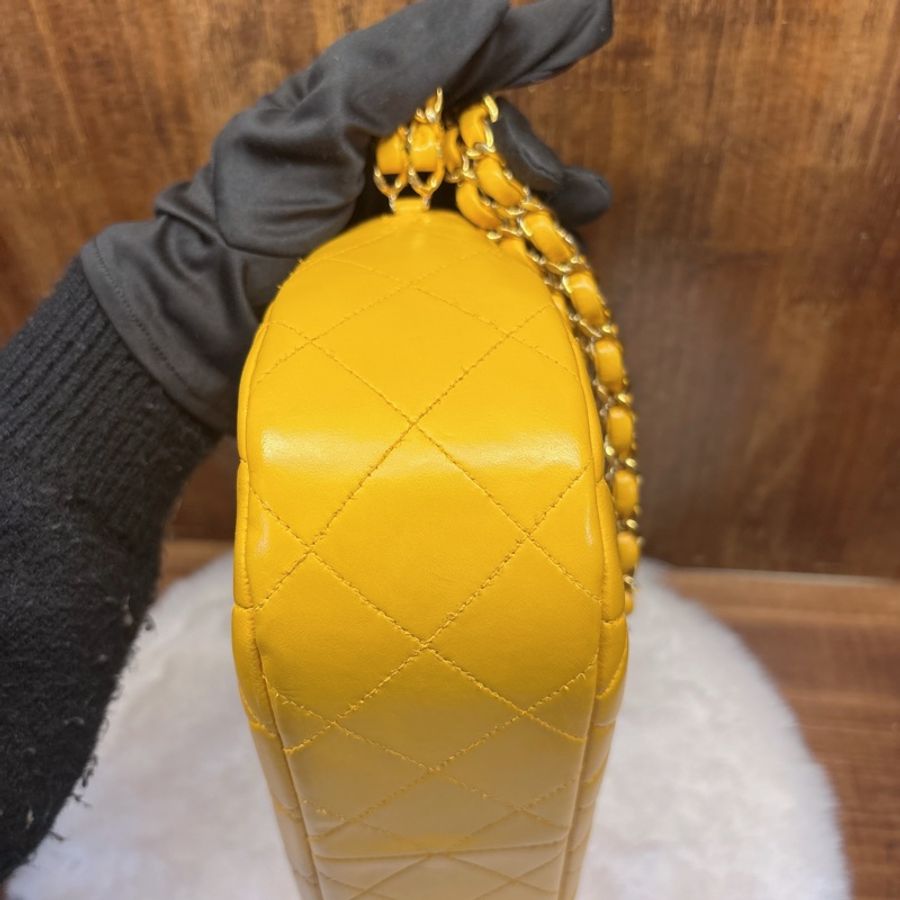 Chanel 黃色菱格紋鏈條包-4