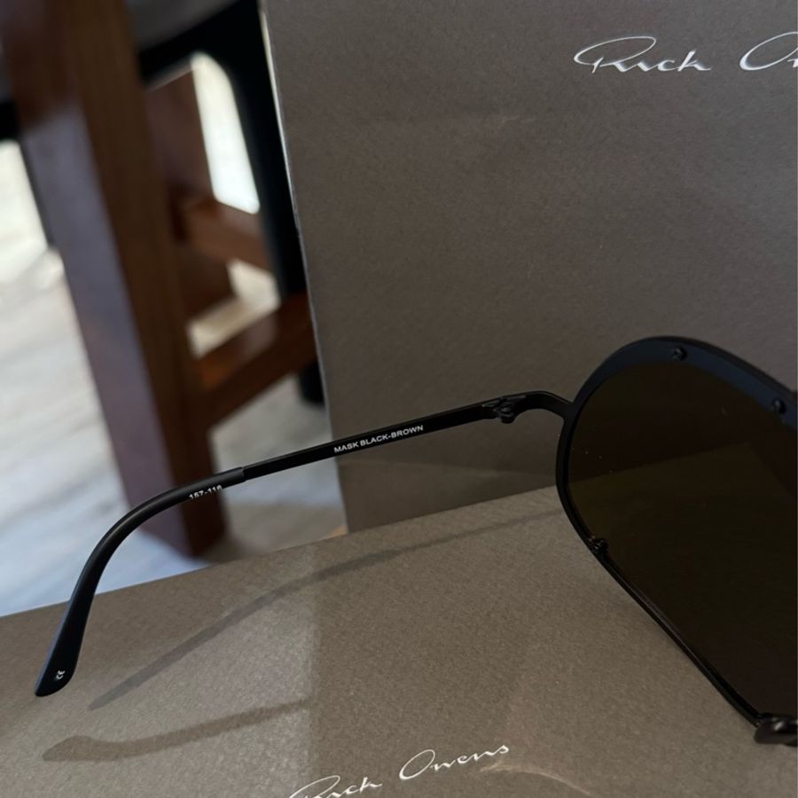 Rick Owens Black & Brown Mask Sunglasses-11