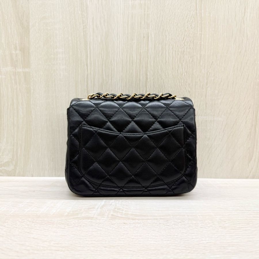 CHANEL黑金菱格羊皮方胖A35200-2