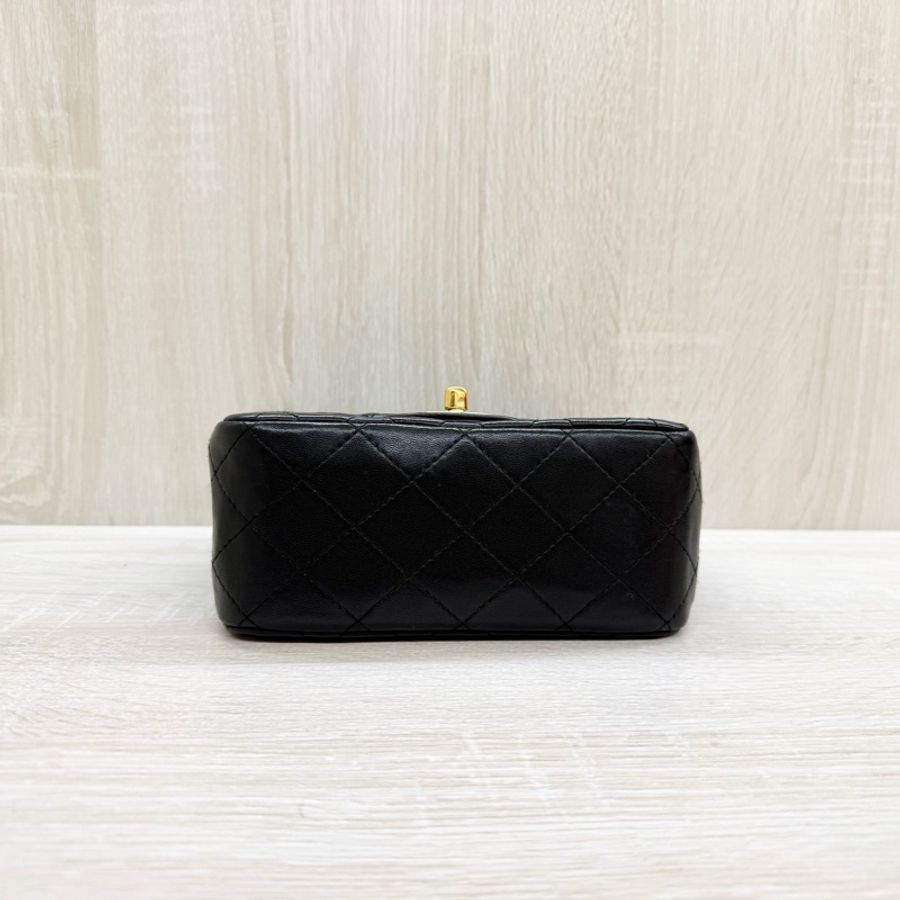 CHANEL黑金菱格羊皮方胖A35200-5