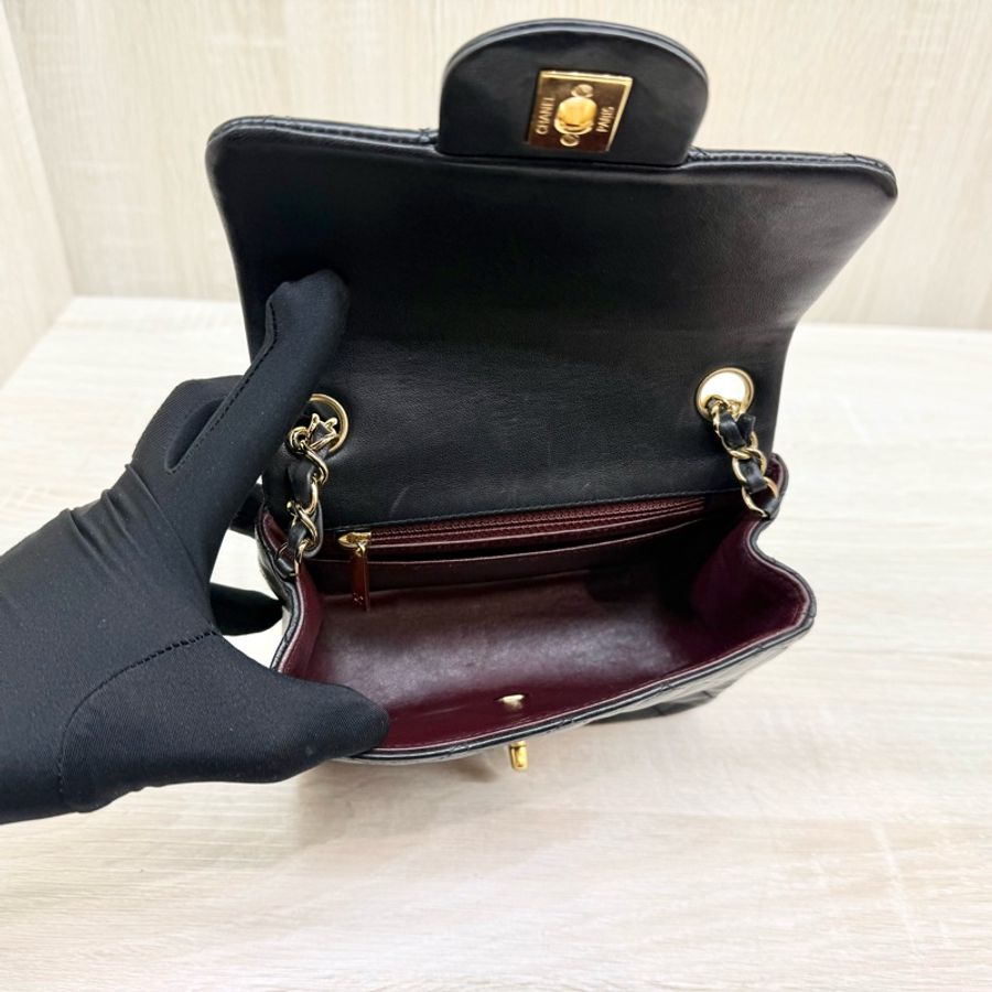 CHANEL黑金菱格羊皮方胖A35200-6
