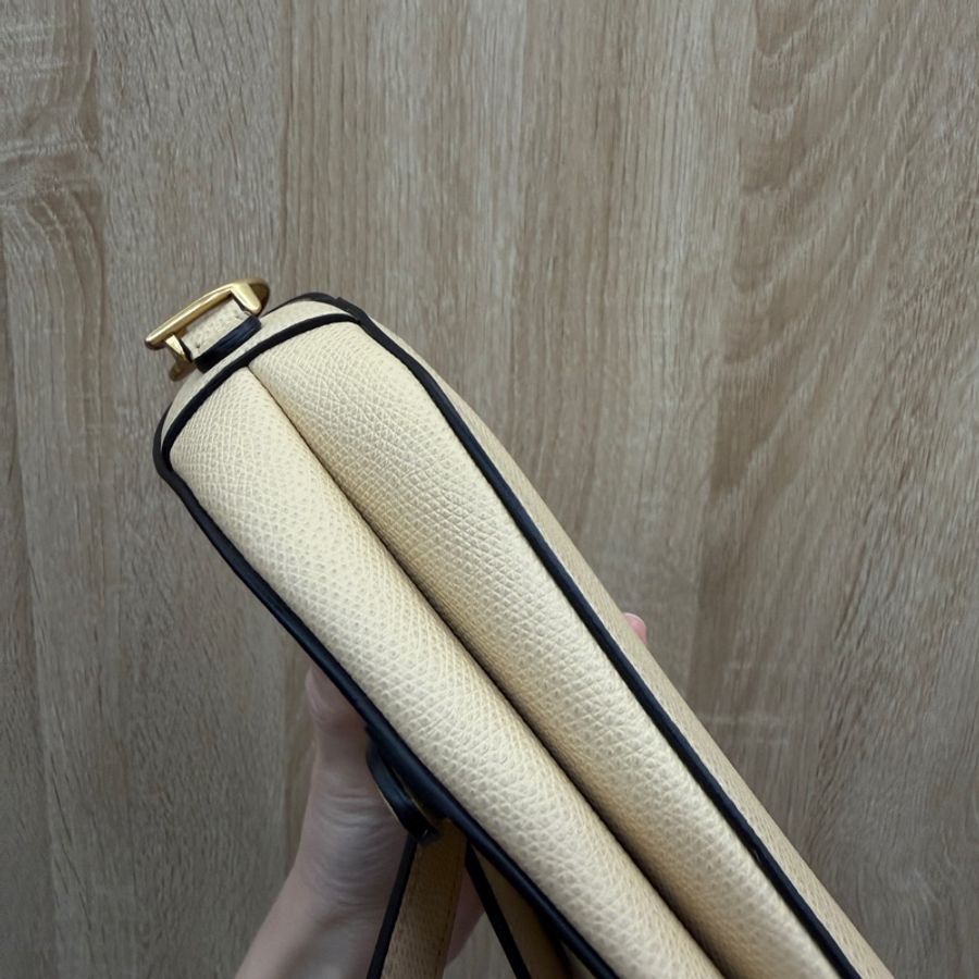 Dior 米色牛皮霧金釦Saddle mini手提馬鞍包-7