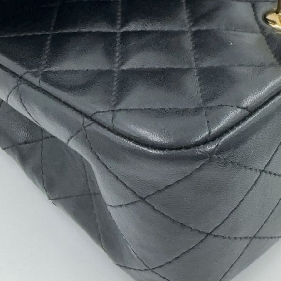 CHANEL黑色羊皮金鍊菱格方胖A35200-17