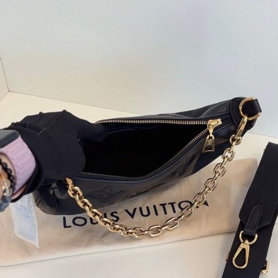 閒置新 路易威登/Louis Vuitton Over The Moon黑金泡泡糖全皮月亮包 芯片款-8